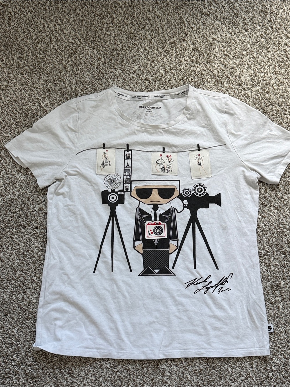Karl Lagerfeld White Short-Sleeve Photographer Graphic Tee